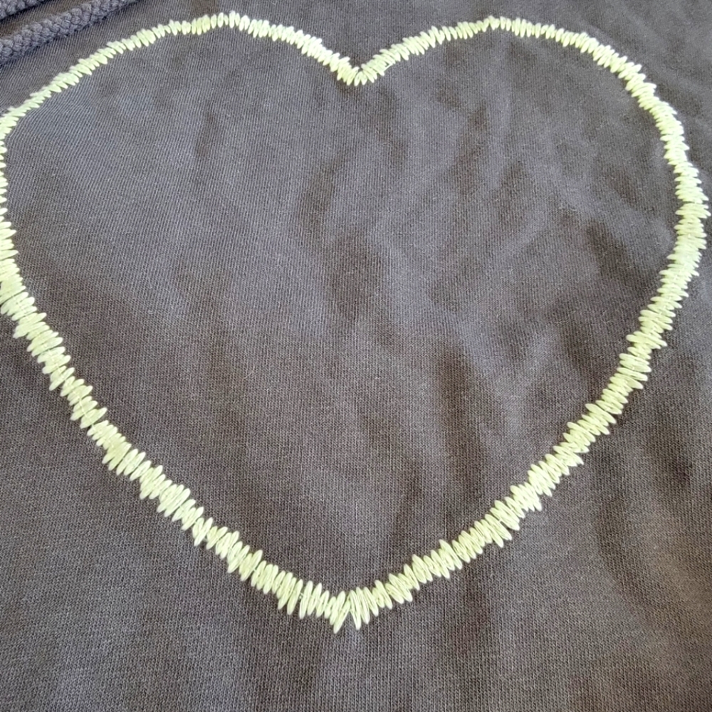 Easel Cropped Gray Heart Hoodie